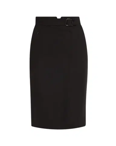 Akris Trapezoid Buckle Wrapped Wool Pencil Skirt | Thumbnail 1