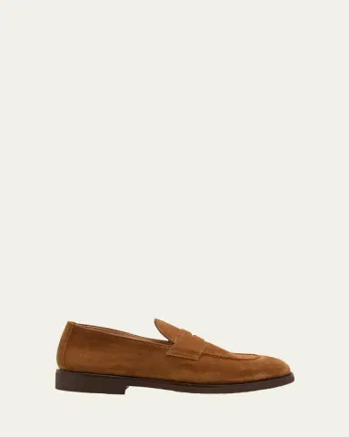 Brunello Cucinelli Men's Suede Penny Loafers | Thumbnail 6
