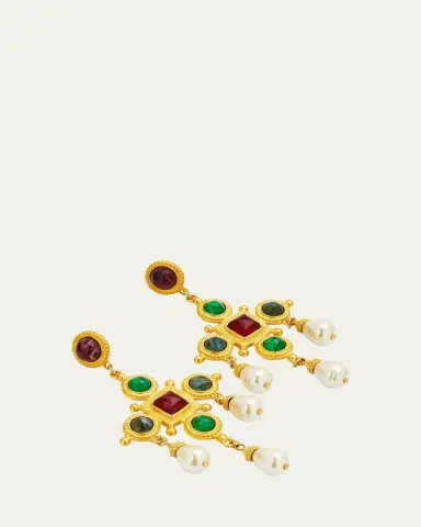 ben-amun 24k Gold Electroplated Pearly Drop Cross Earrings | Thumbnail 3 ben-amun 24k Gold Electroplated Pearly Drop Cross Earrings | Thumbnail 3