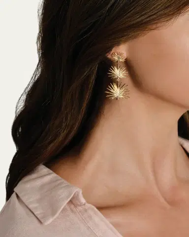 Anabel Aram Jewelry Cubic Zirconia Palm Leaves Earrings | Thumbnail 2