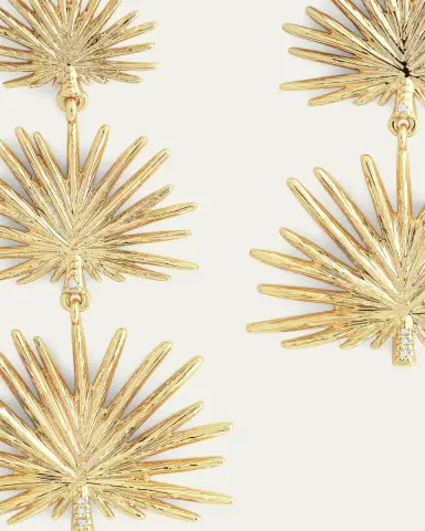 Anabel Aram Jewelry Cubic Zirconia Palm Leaves Earrings | Thumbnail 4