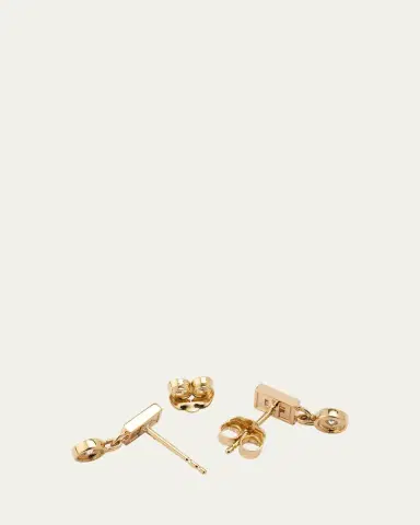 Sydney Evan 14K Yellow Gold Fluted Baguette Stud Earrings with Round Drop | Thumbnail 4