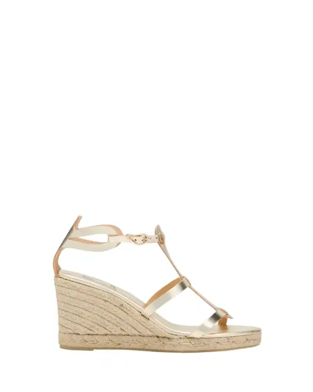 AGS X CASTANER Metallic T-Strap Espadrille Sandals
