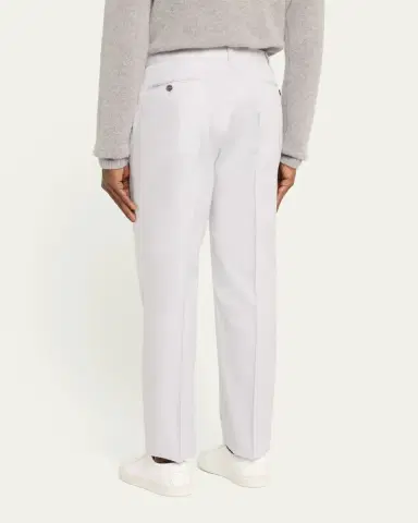 Cesare Attolini Men's Luxe Twill Flat-Front Trousers | Thumbnail 8 Cesare Attolini Men's Luxe Twill Flat-Front Trousers | Thumbnail 8