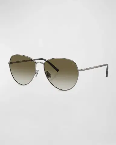 Brunello Cucinelli Oversized Titanium & Plastic Aviator Sunglasses | Thumbnail 3 Brunello Cucinelli Oversized Titanium & Plastic Aviator Sunglasses | Thumbnail 3