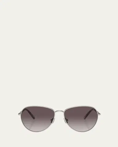 Brunello Cucinelli Oversized Titanium & Plastic Aviator Sunglasses | Thumbnail 4 Brunello Cucinelli Oversized Titanium & Plastic Aviator Sunglasses | Thumbnail 4