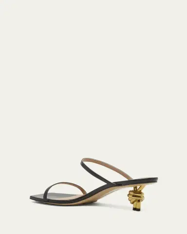 Bottega Veneta Leather Two-Band Knot Slide Sandals | Thumbnail 4