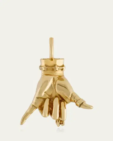 Maura Green Jewelry 14K Yellow Gold Shaka LadyFinger Pendant with Diamond | Thumbnail 2 Maura Green Jewelry 14K Yellow Gold Shaka LadyFinger Pendant with Diamond | Thumbnail 2
