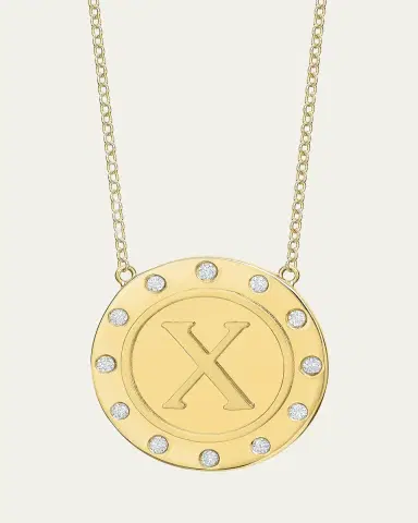 Tracee Nichols 14K Gold Initial Token Necklace with Diamonds | Thumbnail 2