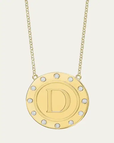 Tracee Nichols 14K Gold Initial Token Necklace with Diamonds | Thumbnail 13