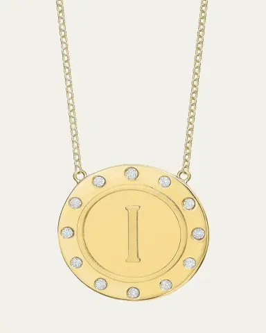 Tracee Nichols 14K Gold Initial Token Necklace with Diamonds | Thumbnail 16