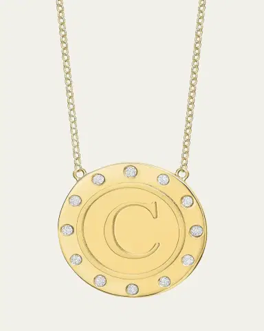 Tracee Nichols 14K Gold Initial Token Necklace with Diamonds | Thumbnail 18