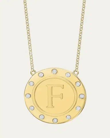 Tracee Nichols 14K Gold Initial Token Necklace with Diamonds | Thumbnail 3