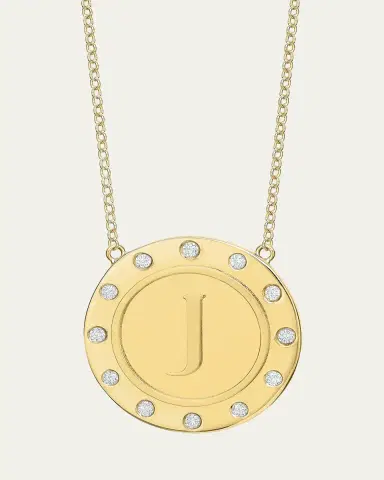 Tracee Nichols 14K Gold Initial Token Necklace with Diamonds | Thumbnail 21