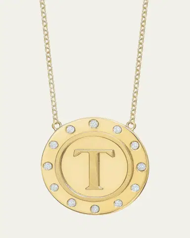 Tracee Nichols 14K Gold Initial Token Necklace with Diamonds | Thumbnail 22