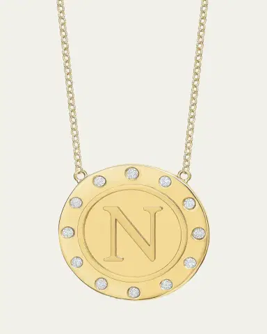 Tracee Nichols 14K Gold Initial Token Necklace with Diamonds | Thumbnail 24