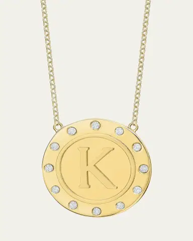 Tracee Nichols 14K Gold Initial Token Necklace with Diamonds | Thumbnail 25