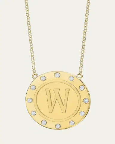 Tracee Nichols 14K Gold Initial Token Necklace with Diamonds | Thumbnail 26