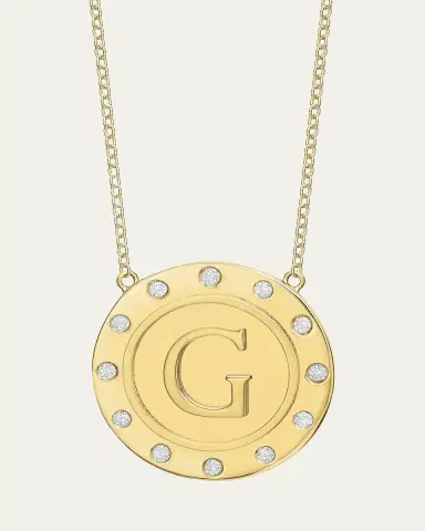 Tracee Nichols 14K Gold Initial Token Necklace with Diamonds | Thumbnail 5