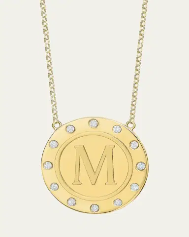 Tracee Nichols 14K Gold Initial Token Necklace with Diamonds | Thumbnail 8