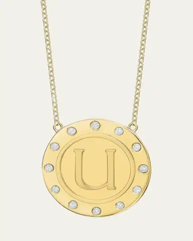 Tracee Nichols 14K Gold Initial Token Necklace with Diamonds | Thumbnail 10