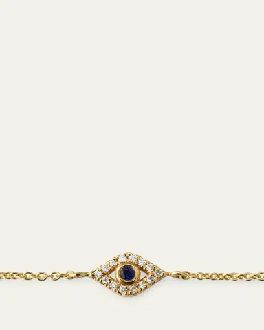 Sydney Evan 14K Yellow Gold and Diamond Small Bezel Evil Eye Bracelet | Thumbnail 3 Sydney Evan 14K Yellow Gold and Diamond Small Bezel Evil Eye Bracelet | Thumbnail 3