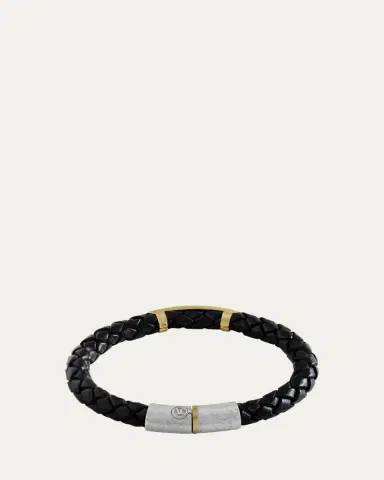 JORGE ADELER Men's Braided Leather Bracelet with Diamonds | Thumbnail 3 JORGE ADELER Men's Braided Leather Bracelet with Diamonds | Thumbnail 3