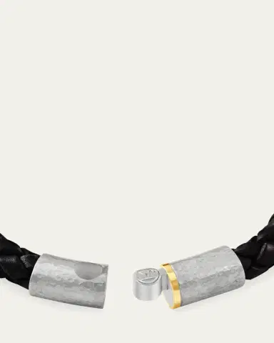 JORGE ADELER Men's Braided Leather Bracelet with Diamonds | Thumbnail 4 JORGE ADELER Men's Braided Leather Bracelet with Diamonds | Thumbnail 4