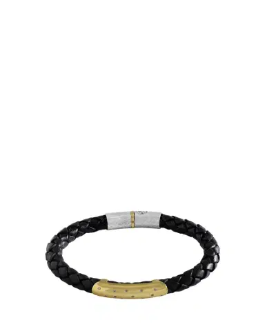 JORGE ADELER Men's Braided Leather Bracelet with Diamonds | Thumbnail 1 JORGE ADELER Men's Braided Leather Bracelet with Diamonds | Thumbnail 1