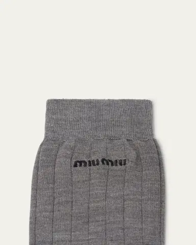 Miu Miu Logo-Knit Silk Sock | Thumbnail 2