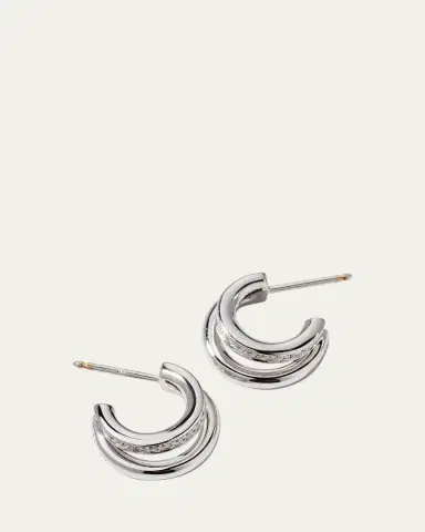 Pomellato 18K White Gold Together Diamond Double Hoop Earrings | Thumbnail 3