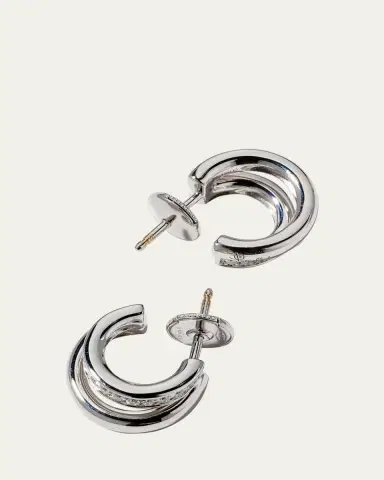 Pomellato 18K White Gold Together Diamond Double Hoop Earrings | Thumbnail 4