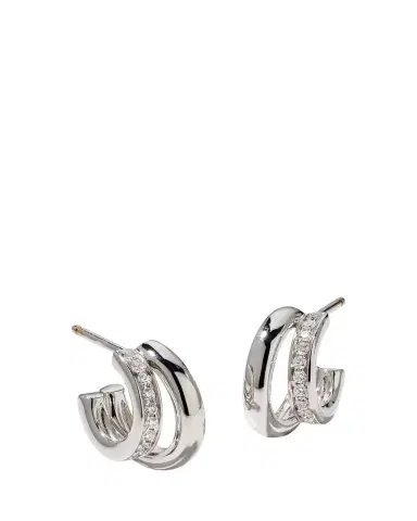 Pomellato 18K White Gold Together Diamond Double Hoop Earrings | Thumbnail 1