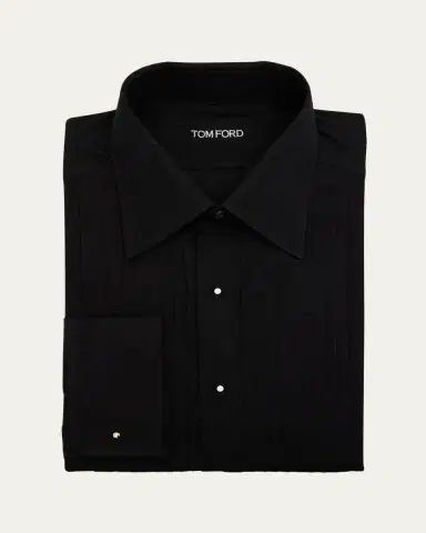 TOM FORD Men's Cotton Plisse Dress Shirt | Thumbnail 4