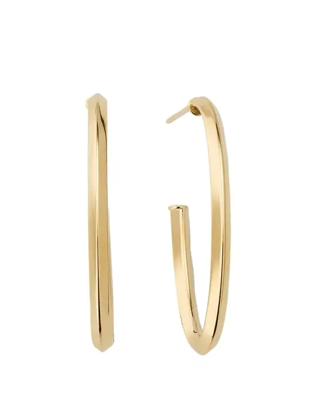 Lana 14K Yellow Gold Thin Oval Hoop Earrings