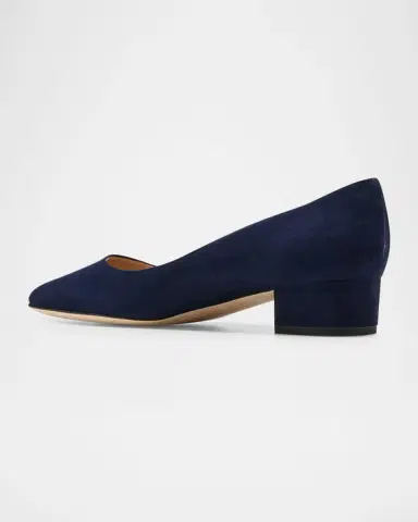 Manolo Blahnik Lista Suede Block-Heel Pumps | Thumbnail 8