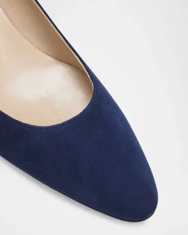 Manolo Blahnik Lista Suede Block-Heel Pumps | Thumbnail 9