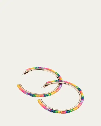 Elsie Frieda Anguilla Hoop Earrings with Heishi Beads | Thumbnail 3