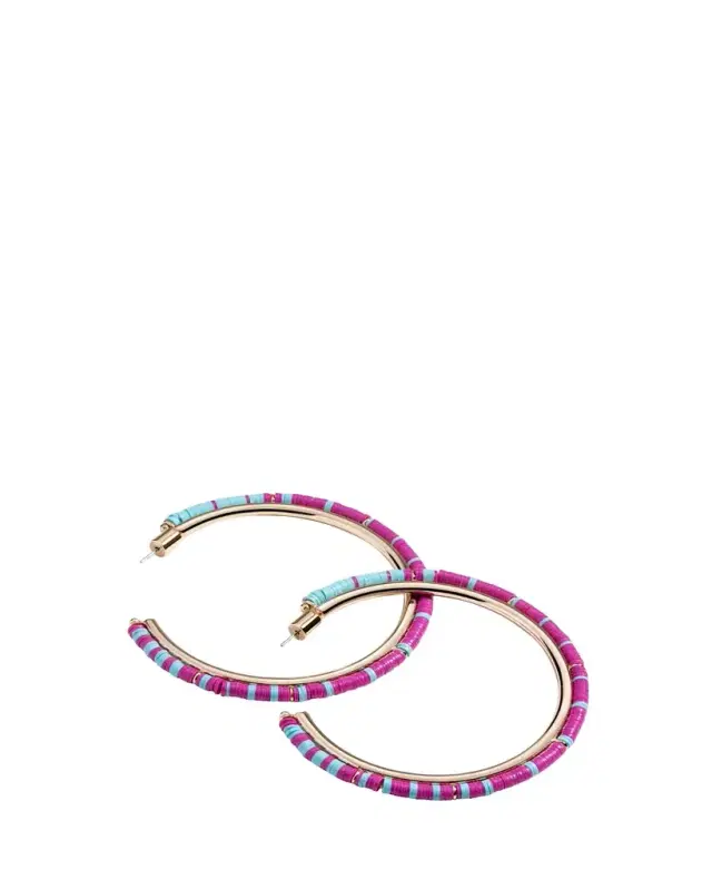 Elsie Frieda Anguilla Hoop Earrings with Heishi Beads