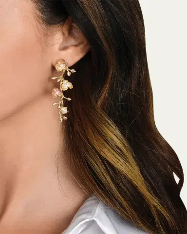 Anabel Aram Jewelry Cubic Zirconia Orchid Dangle Earrings | Thumbnail 2 Anabel Aram Jewelry Cubic Zirconia Orchid Dangle Earrings | Thumbnail 2