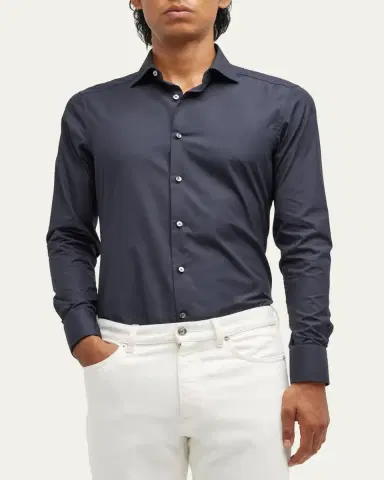 Zegna Men's Trofeo Comfort Cotton Shirt | Thumbnail 4 Zegna Men's Trofeo Comfort Cotton Shirt | Thumbnail 4