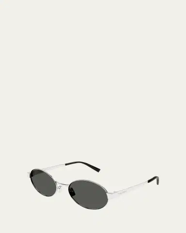 Saint Laurent Logo Metal Oval Sunglasses | Thumbnail 2