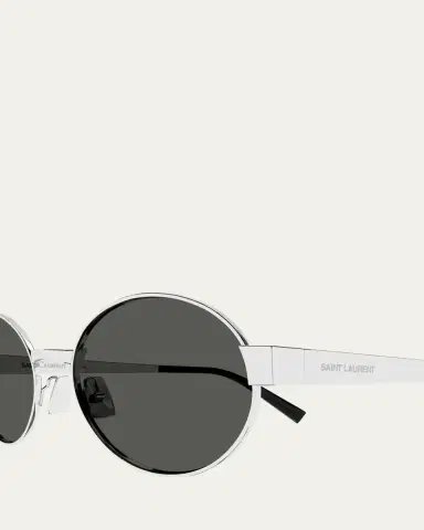 Saint Laurent Logo Metal Oval Sunglasses | Thumbnail 3