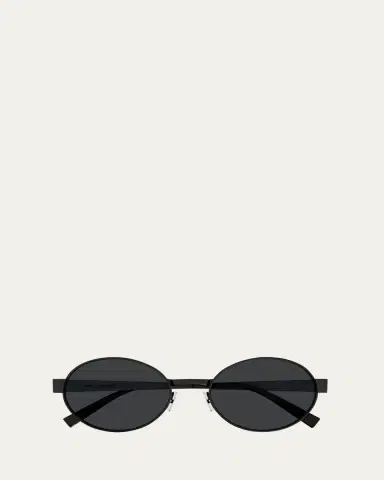 Saint Laurent Logo Metal Oval Sunglasses | Thumbnail 4