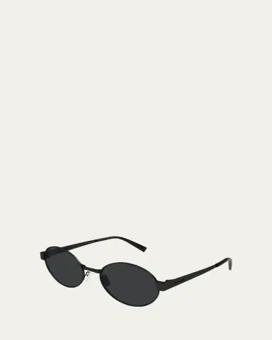 Saint Laurent Logo Metal Oval Sunglasses | Thumbnail 5