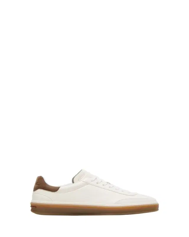 Mixed Leather Low-Top Tennis Sneakers