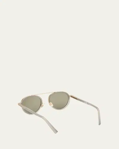 Zegna Men's ORIZZONTE II Metal-Acetate Round Sunglasses | Thumbnail 2 Zegna Men's ORIZZONTE II Metal-Acetate Round Sunglasses | Thumbnail 2