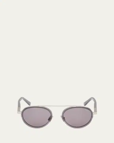Zegna Men's ORIZZONTE II Metal-Acetate Round Sunglasses | Thumbnail 4 Zegna Men's ORIZZONTE II Metal-Acetate Round Sunglasses | Thumbnail 4