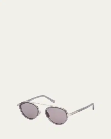 Zegna Men's ORIZZONTE II Metal-Acetate Round Sunglasses | Thumbnail 6 Zegna Men's ORIZZONTE II Metal-Acetate Round Sunglasses | Thumbnail 6