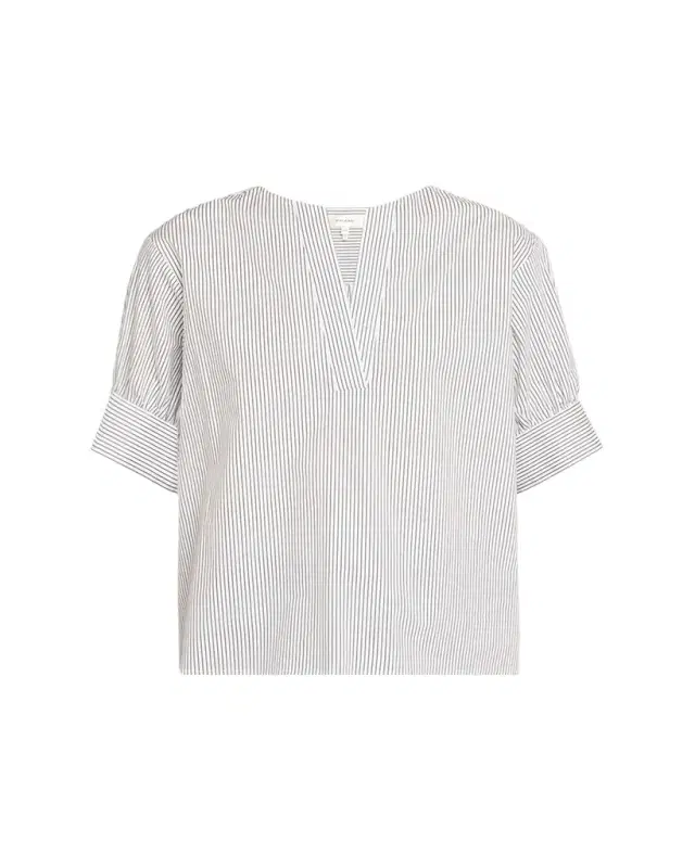 Striped V-Neck Popover Top